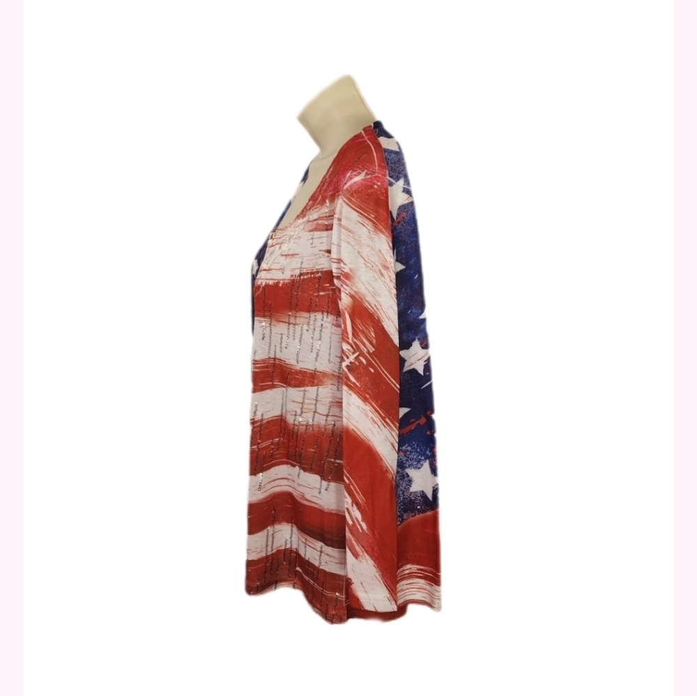 Impulse California Patriotic Stars And Stripes Shirt Red Size S - Picture 5 of 10